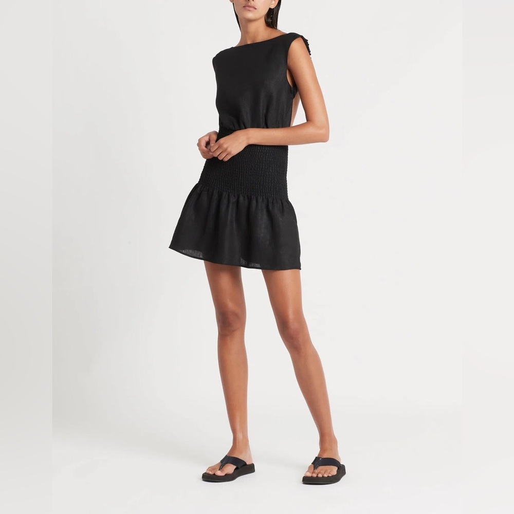 Sir The Label Lorena Black Linen Mini Dress